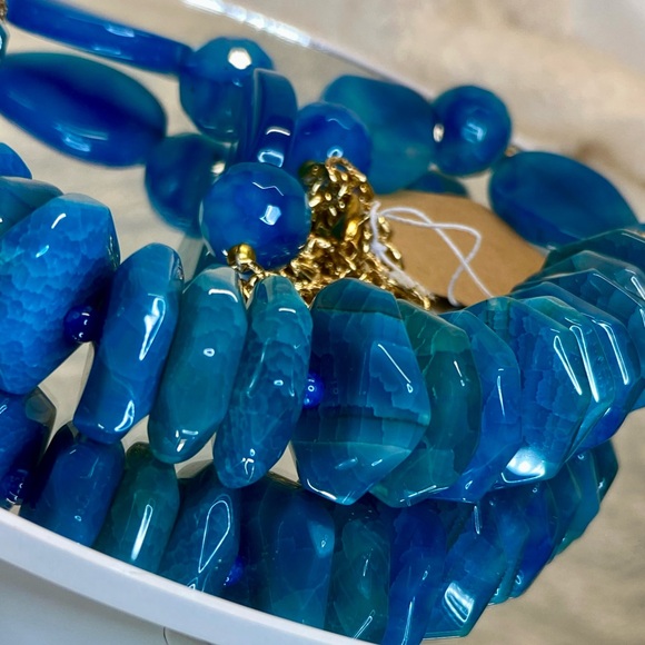 Beautiful EUC Barse Dragons Vein Beaded Necklace with Kyanite/Gold Cabochons - Picture 8 of 17